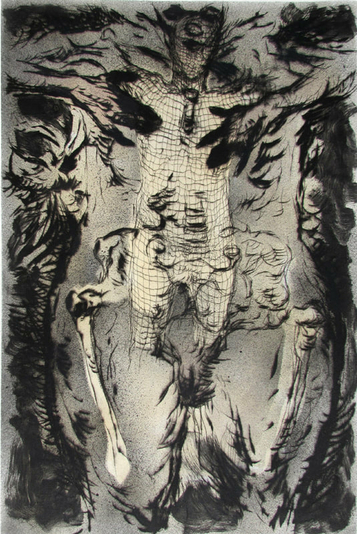 Reveal, drypoint, spraypaint, watercolour, 12x18 inches