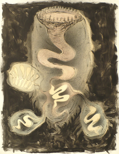 Factory 1, drypoint, monoprint, watercolour, tea, spraypaint, 18"x24", 250.00