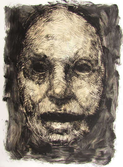 Untitled, drypoint, monoprint, tea, 9x12in. variable edition of five