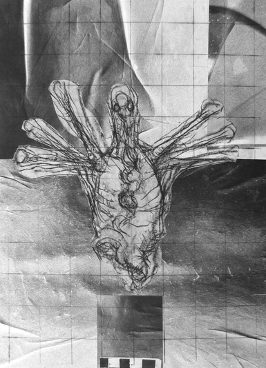 Summoning Help, drypoint, drawing, spraypaint, relief, chine colle, 12x18in. one of one
