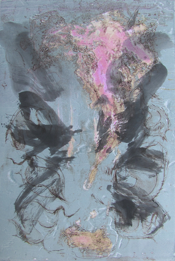 untitled, 8x12in., etching, chine colle, acrylic, viscosity, one of one