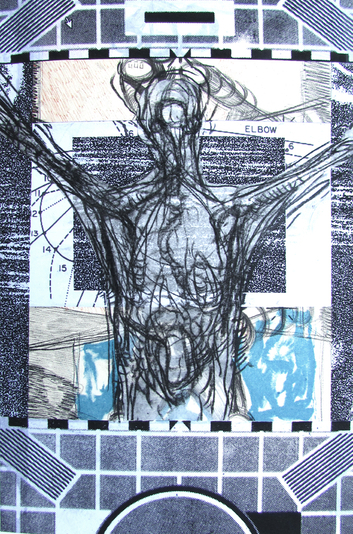 Envision, silkscreen, lithography, drawing, chine colle, 8x12 in., one of one