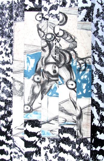 Untitled, lithograph, silkscreen, chine colle, 9x12in. one of one