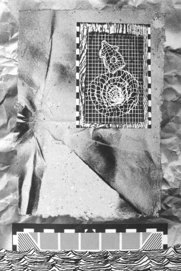 Making Flesh, silkscreen, digital, spraypaint, Janson History of Art handmade paper, 8x12in., one of one