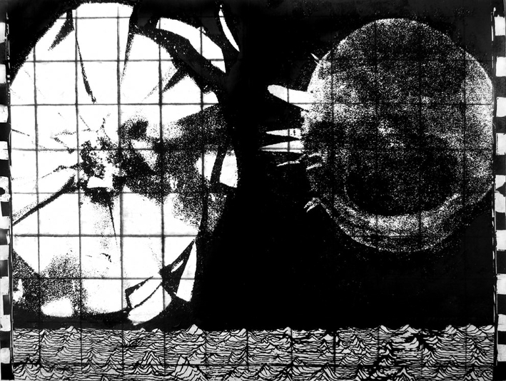 Untitled, drypoint, silkscreen, chin colle, 12x16 inches one-of-one