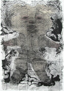 Untitled Figure, drypoint, monoprint, chine colle, 8x12 inches, edition of five variable