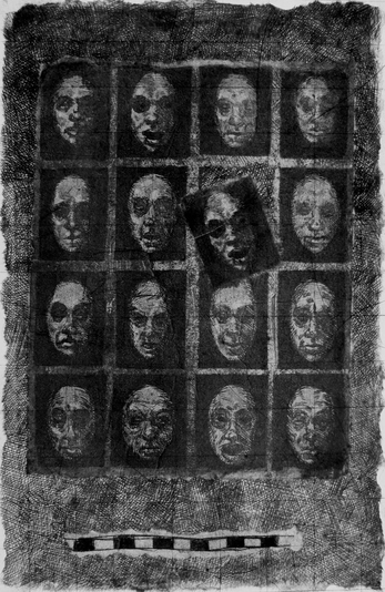 Falling Soul, etching, chine colle, 12 x16 inches one-of-one