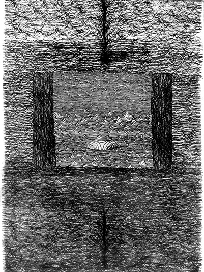 Window of Opportunity, silkscreen, plate tone, chine colle, 18x24in. one of one