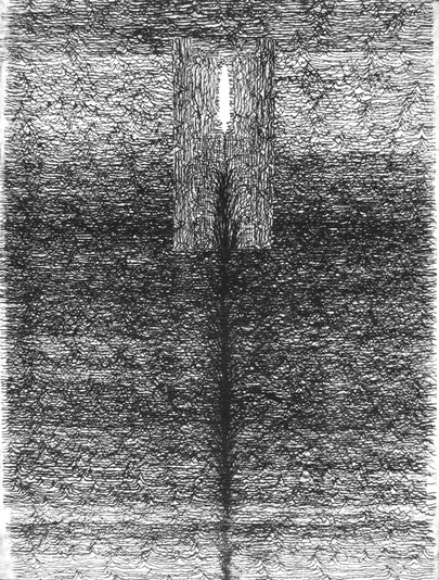 Slit, drypoint, silkscreen, chine colle, 18x24 one-of-one