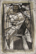 Satyr On a Cubist Lattice, 8x12in., drypoint and watercolour on Stonehenge paper, variable edition of ten.