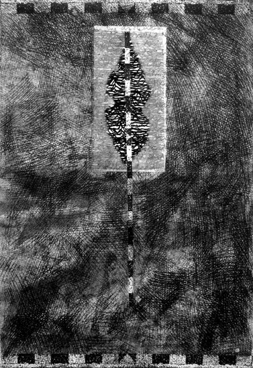 Bible Story, drypoint, relief, drawing, chine colle, one-of-one 8x12 inches