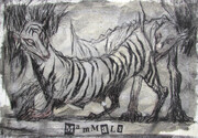 Mammals, drypoint. chine colle, watercolour, variable edition of five.