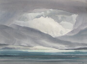 View To Mainland Mountains 11x15 inch watercolour 250.00  unframed