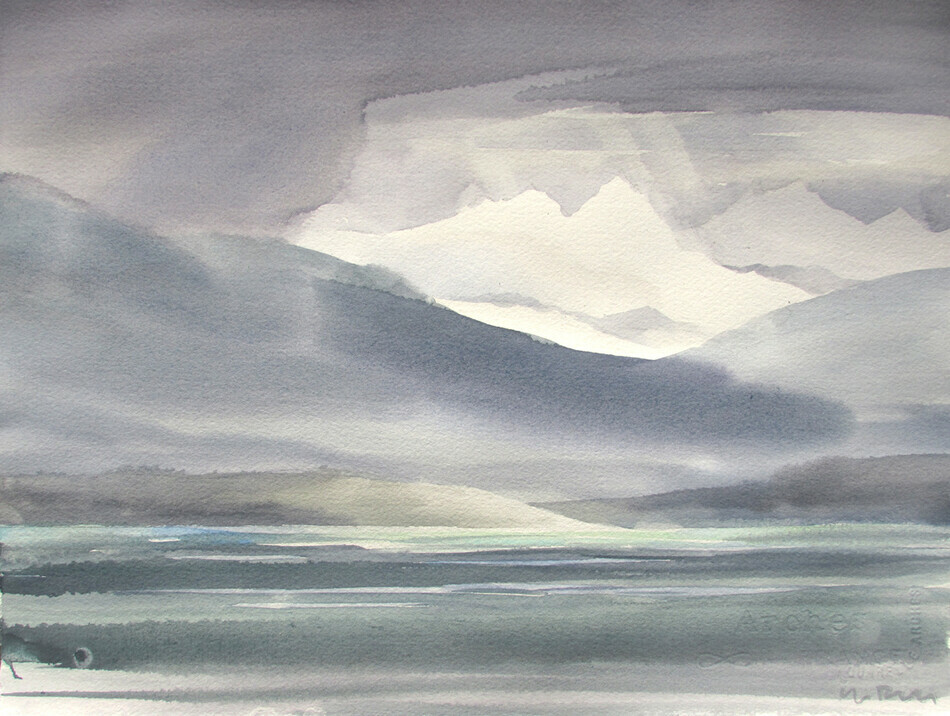 Untitled View Of The Mainland (from Vancouver Island) 11x15 inch watercolour 250.00 unframed