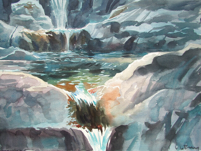 Pools On Perseverance Creek Above Cumberland 11x15 inch watercolour 250.00 unframed