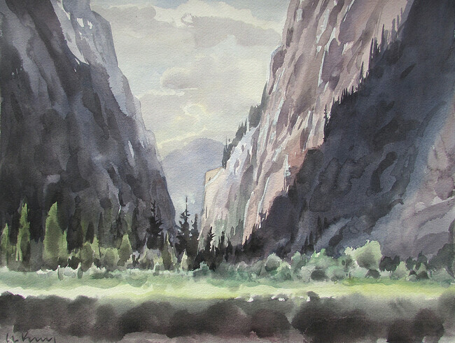 Kweishun Valley, (under Comox Glacier, Strathcona Park) 11x15 inch watercolour 250.00