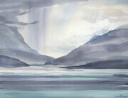 Veil Lifting Over Mainland 11x15 inch watercolour 250.00 unframed