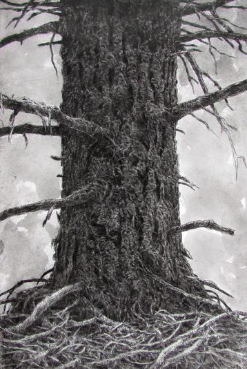 Monster, drypoint and watercolour 8x12 inches edition of twenty