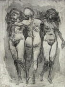 Three Graces drypoint and watercolour tint edition of 25 40.00