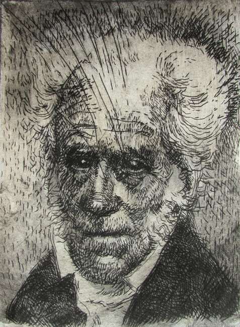 Philosopher, drypoint and watercolour tint edition of 25 40.00