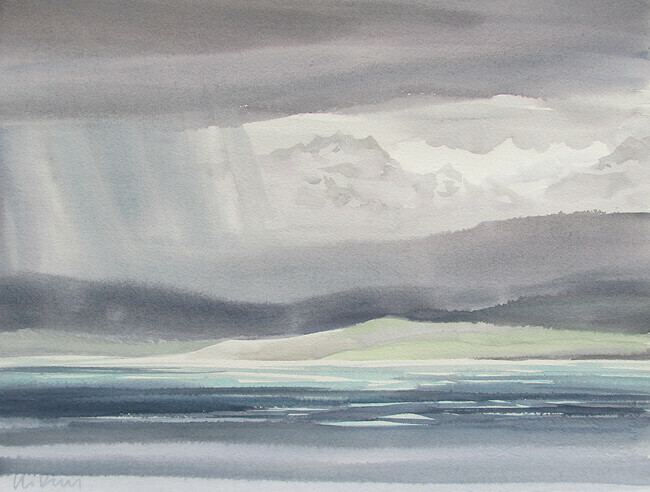 Untitled View Toward Mainland (from Vancouver Island) 11x15 inch watercolour 250.00 unframed