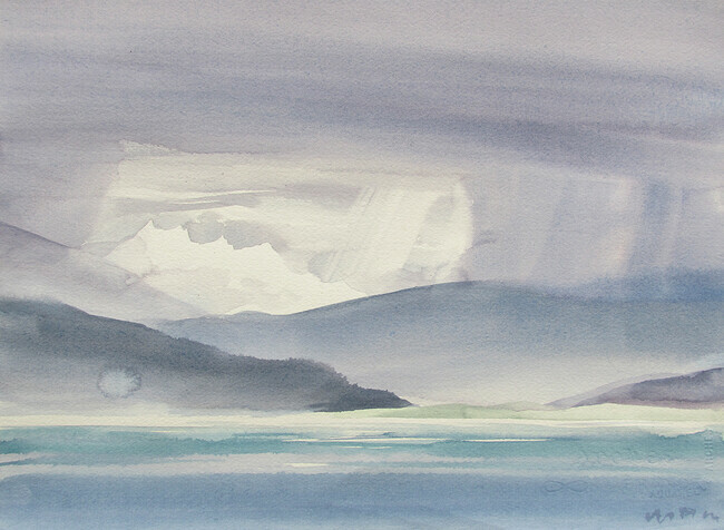 Untitled View Toward Mainland (from Vancouver Island) 11x15 inch watercolour 250.00 unframed