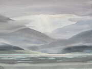 View To Mainland With Cloud Strata 11x15 inch watercolour 250.00 unframed