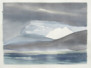 Ghost Mountain Somewhere On Mainland 9.5x 13.5 inch watercolour 200.00 unframed (note smaller size due to paper being taped down)