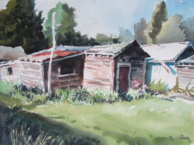 Out Buildings Off Dunsmuir, Cumberland BC, 11x15 inches 250.00 unframed