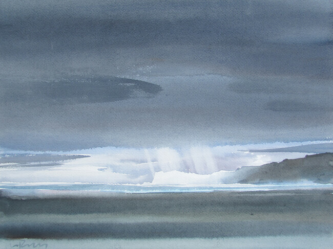 Hint of Snow on Mainland, 11x15 inches, 250.00 unframed.