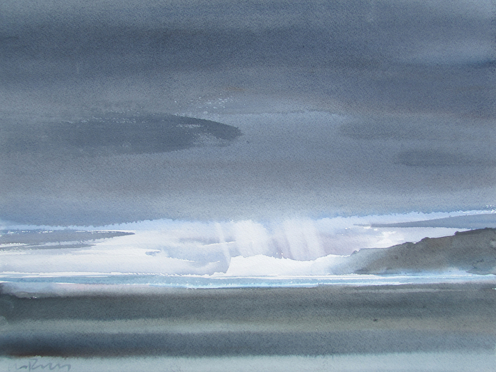 Hint of Snow on Mainland, 11x15 inches, 250.00 unframed.