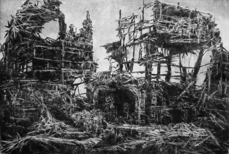 Zone, drypoint and watercolour, 8x12 inches, edition of 20