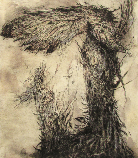 Victory Garden, drypoint, watercolour, 8x10 inches edition of 20