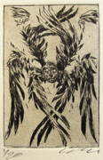 Seraphim, drypoint and watercolour, 3x4 inches edition of twenty five