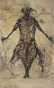 Apparition, drypoint and tea and watercolour tint, 4x8 inches approx., edition of twenty