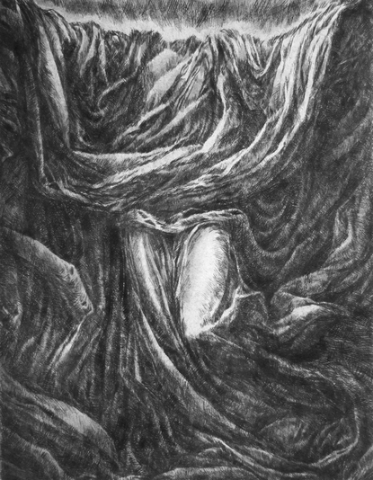 God's Clobber, drypoint with watercolour tint, 8x10 inches, edition of five