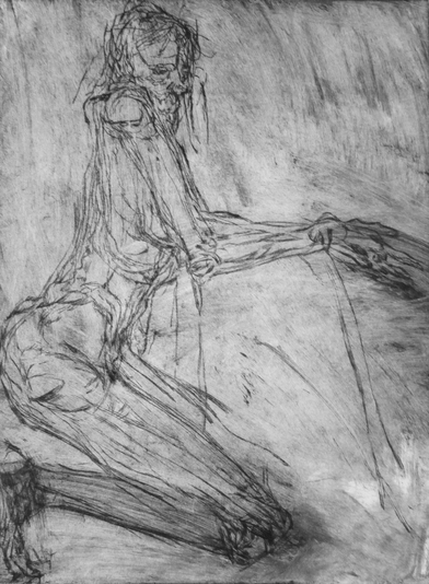 Figure, drypoint with plate tone, 8x10 inches, edition of five