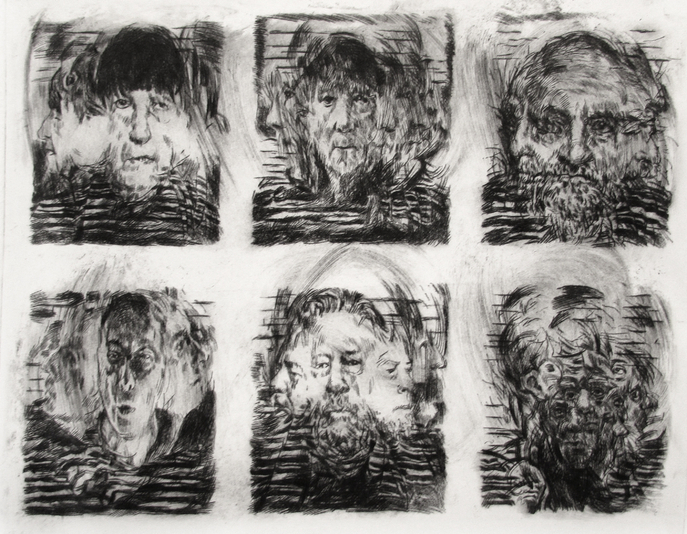 Hyperobjects, six 20th century artists, drypoint 8x10 inches edition of six