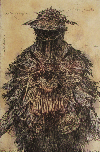 Stranger, drypoint with tea and watercolour tint, 7.5 x 9.5 in. edition of  five